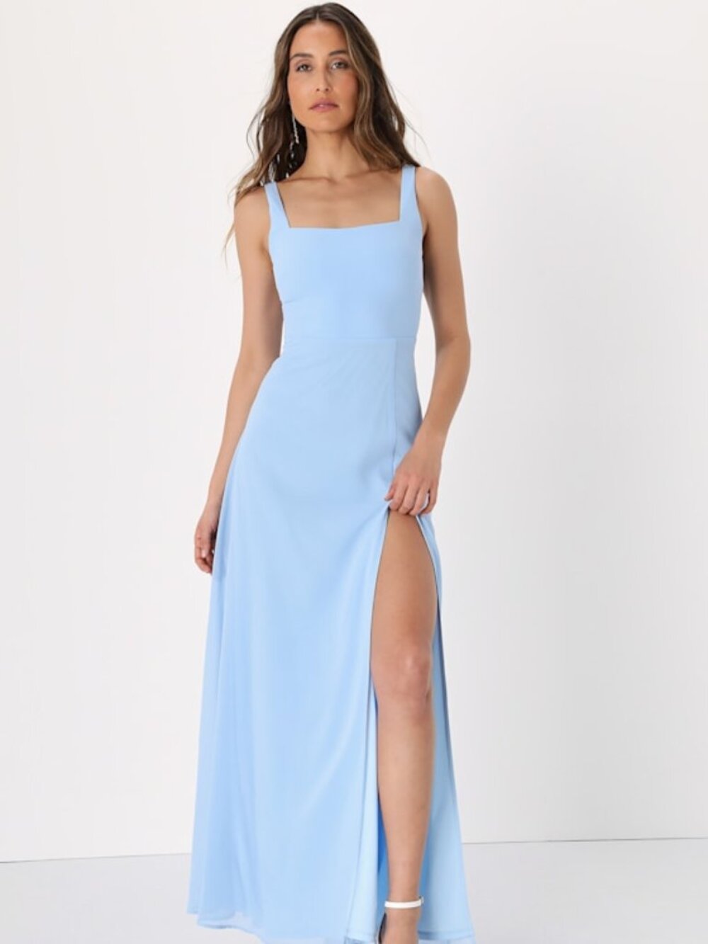 Lulus Remarkable Arrival Powder Blue Sleeveless Maxi Dress - NWT